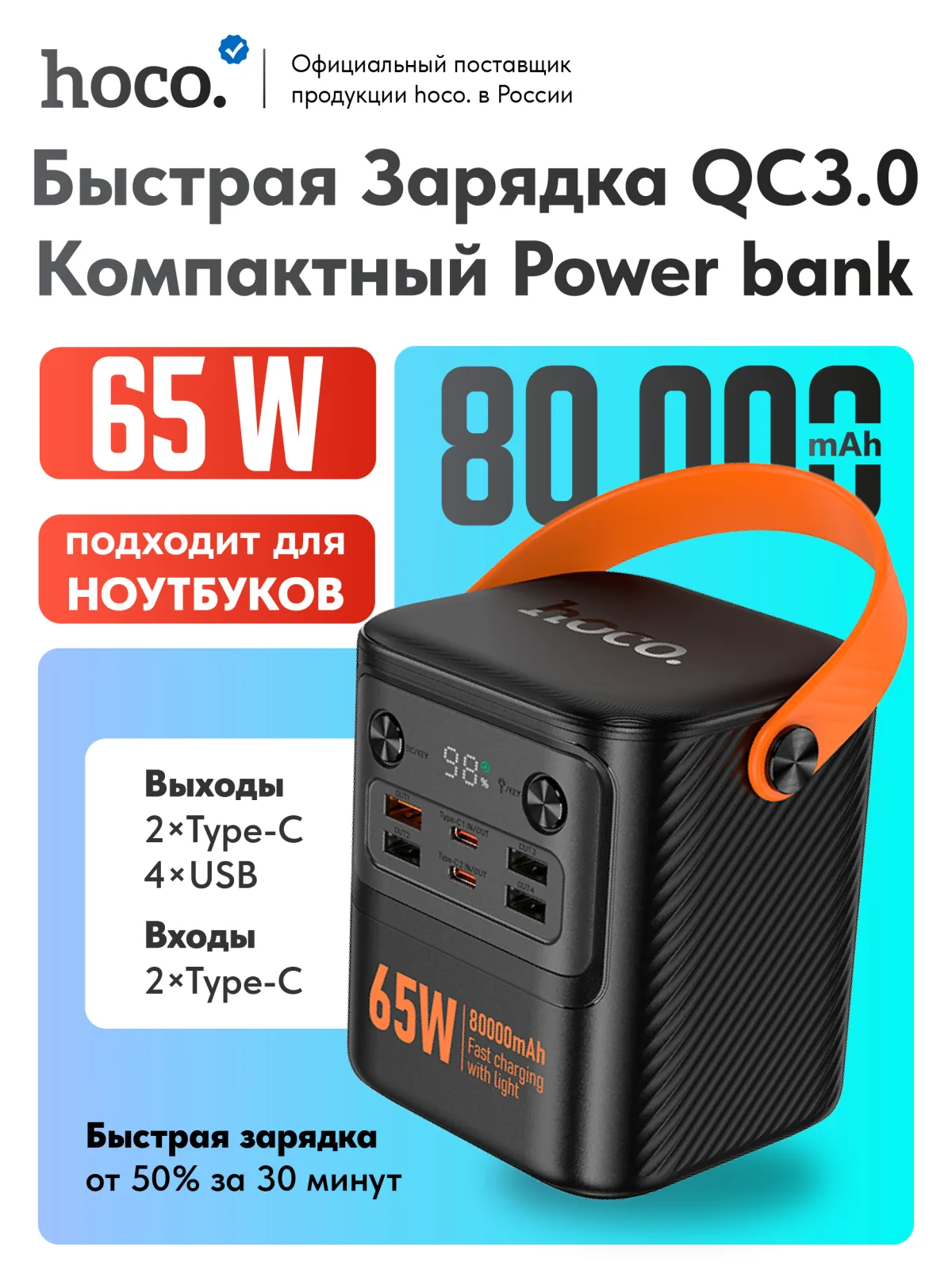 Повербанк hoco J152 Pro 65W 80000 mAh