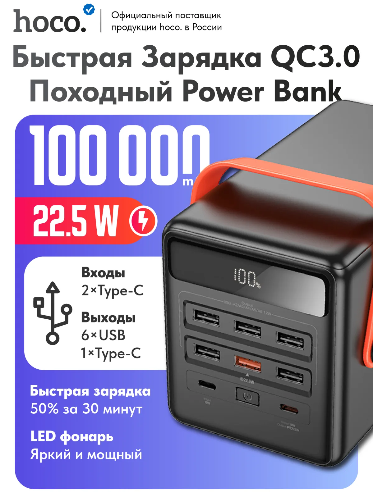Повербанк hoco J142 100000 mAh
