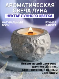 Ароматическая соевая свеча Луна в гипсовом кашпо