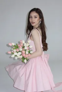 Платье голубое с бантом