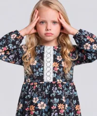 Платье для девочки Mini Maxi синее с цветами