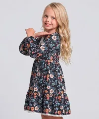 Платье для девочки Mini Maxi синее с цветами
