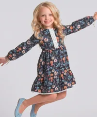 Платье для девочки Mini Maxi синее с цветами