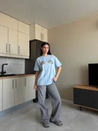 Джинсы багги серые