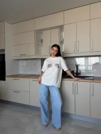 Джинсы широкие голубые