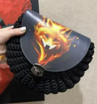 Сумка вязаная полукруглая мятная