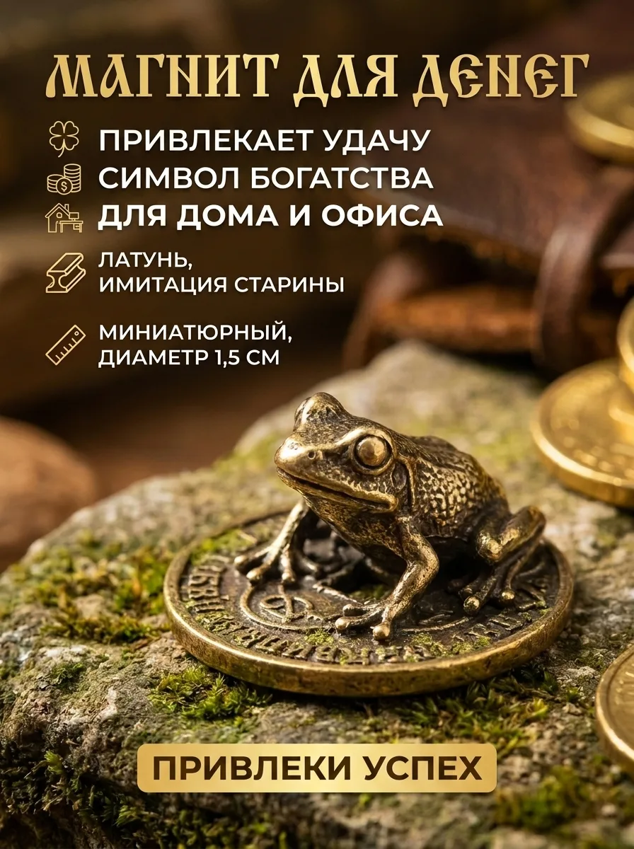 Оберег кошельковый: талисман удачи, богатства и финансового потока, Денежная лягушка, 1 шт