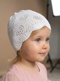 Шапка детская хлопковая ажурная для девочки