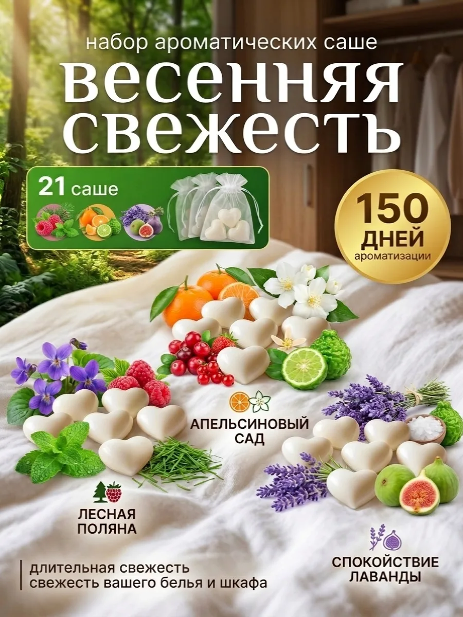 Ароматическое саше для белья 3 аромата