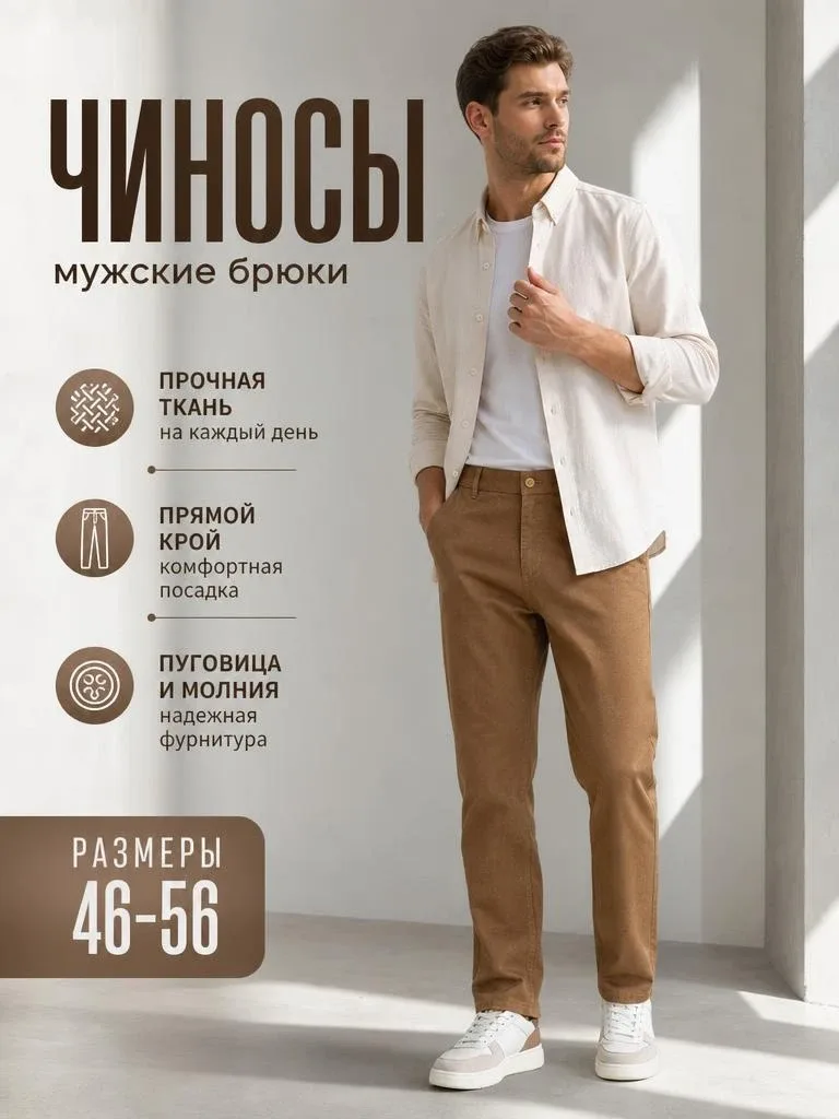 Брюки летние классические коричневые