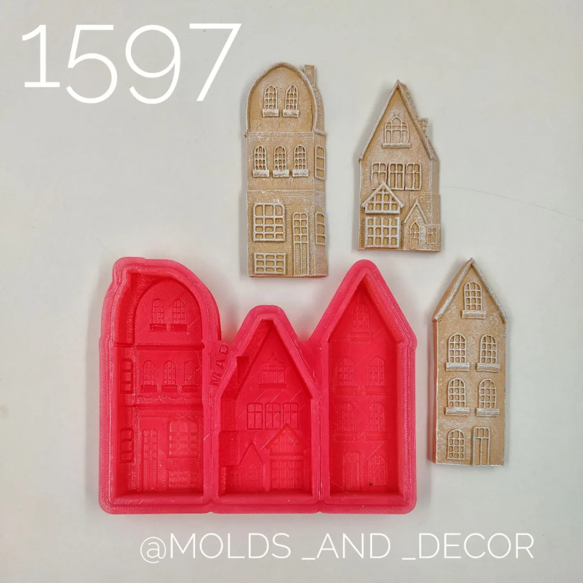 Силиконовый молд 1597. Три домика.