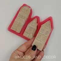 Силиконовый молд 1597. Три домика.