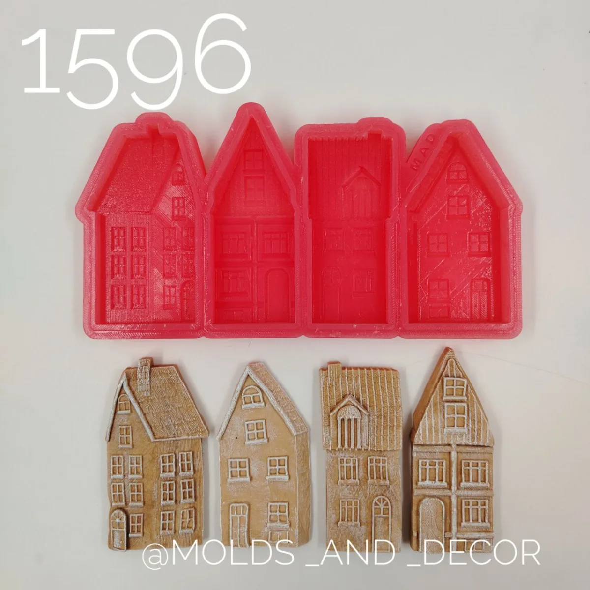 Силиконовый молд №1596. Домики, 4 штуки.