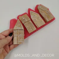 Силиконовый молд №1596. Домики, 4 штуки.