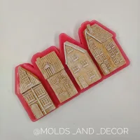 Силиконовый молд №1596. Домики, 4 штуки.