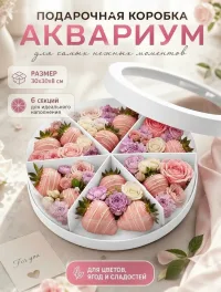 Круглая подарочная коробка-аквариум 30х30х8см.