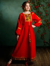 Платье русское народное карнавальное рубашка "Алена"