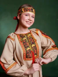 Платье русское народное карнавальное рубашка "Алена"
