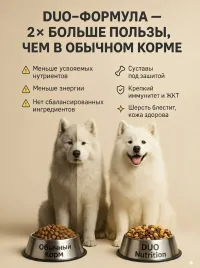 Корм сухой супер премиум-класса DUO NUTRITION для средних и крупных пород собак с индейкой и рисом, 100 гр.