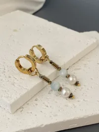 Серьги кольца с аквамарином