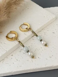 Серьги кольца с аквамарином