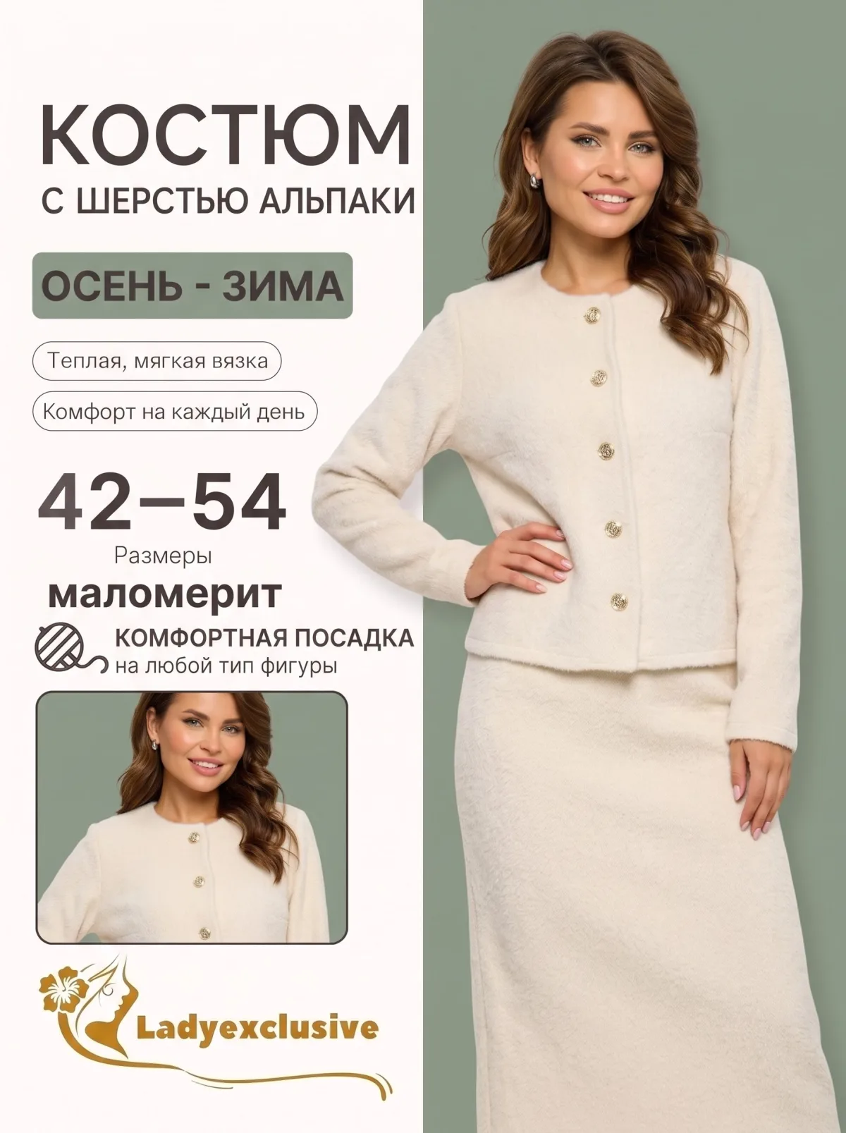 Костюм женский альпака с юбкой