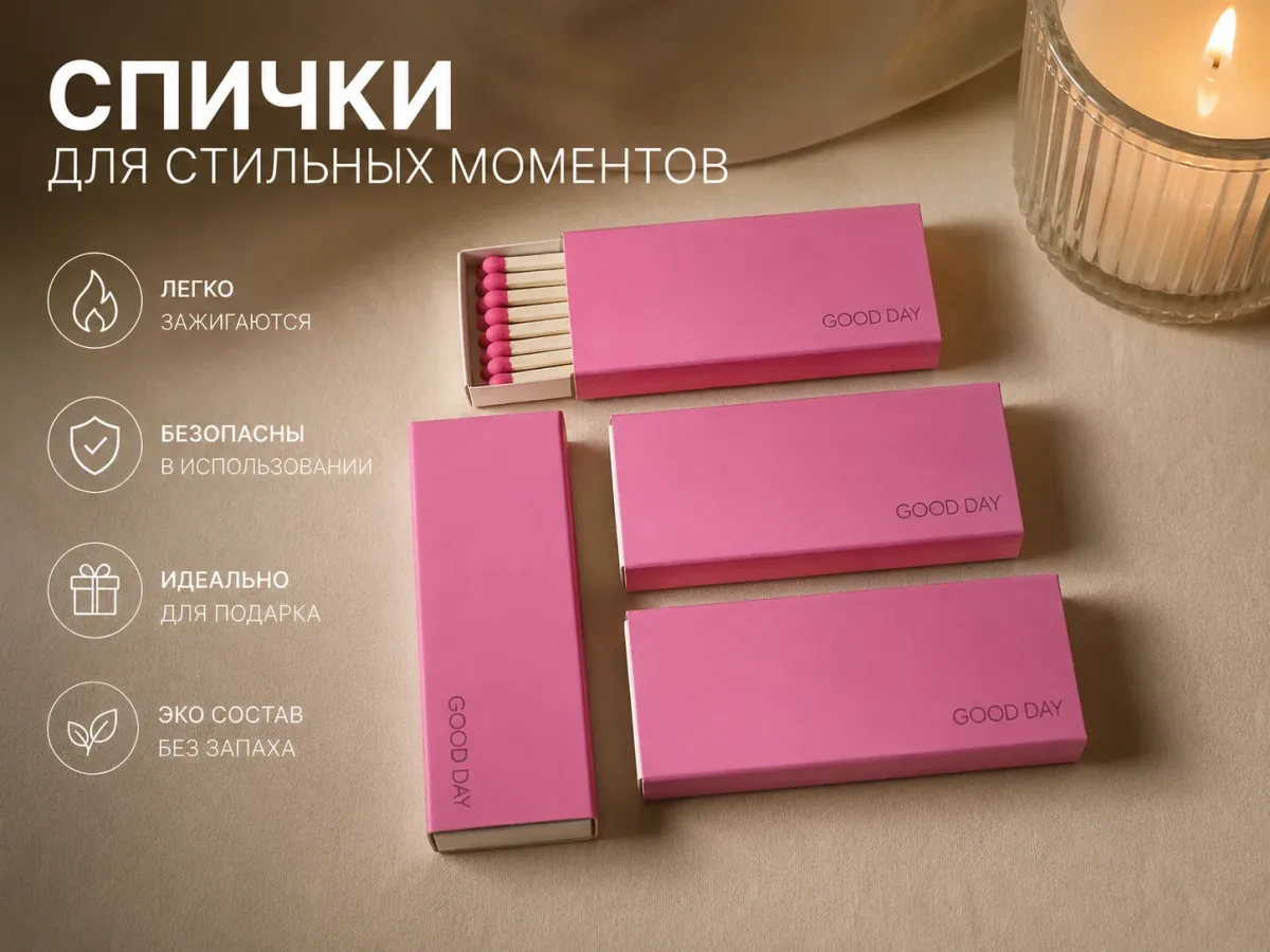 Спички декоративные , удлиненные , цветные .
