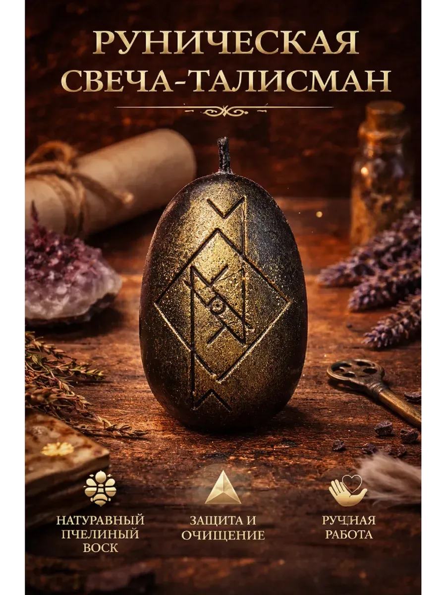 Восковая руническая свеча талисман защита и очищение
