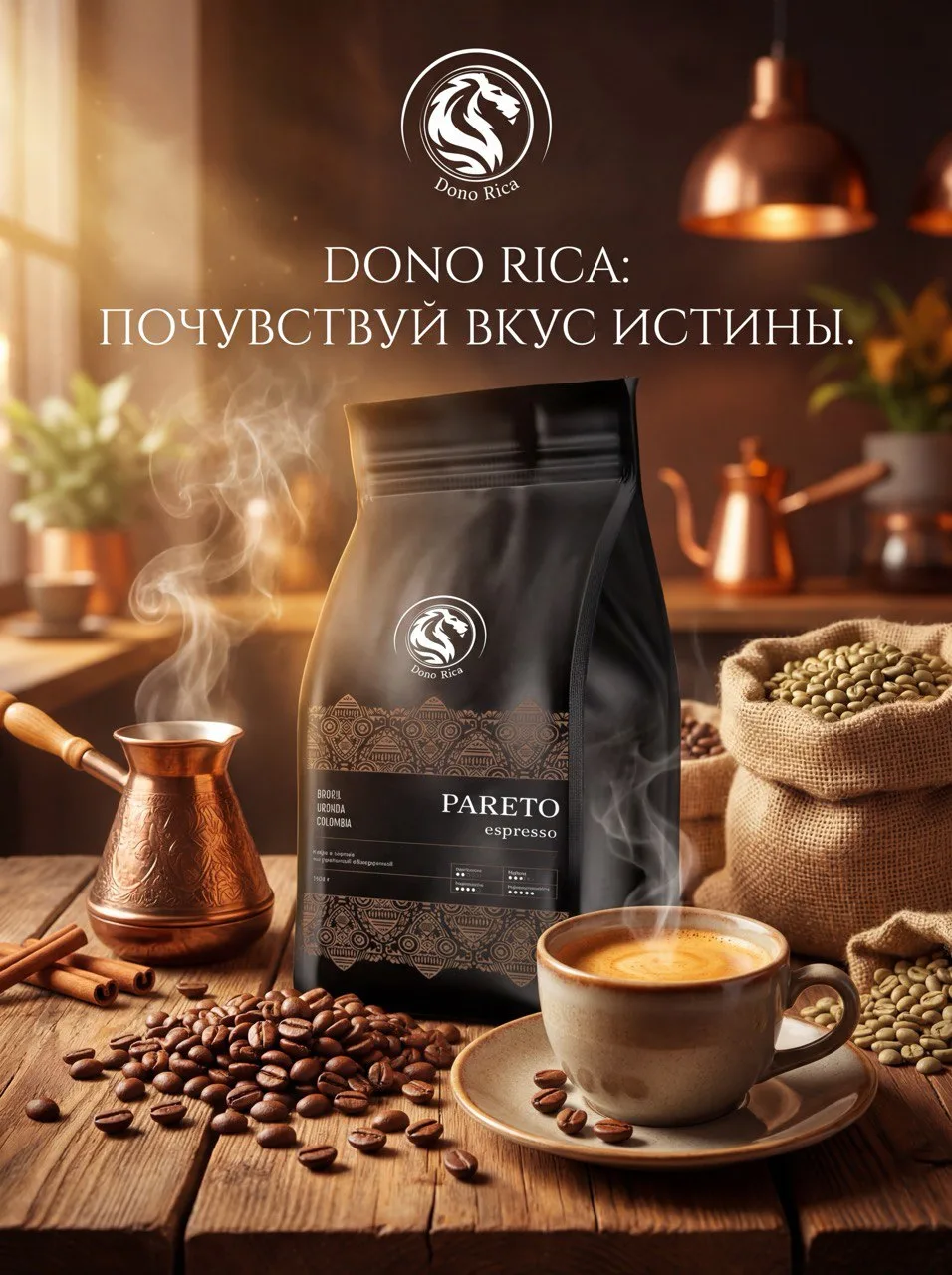 Кофе в зернах 1кг Dono Rica PARETO