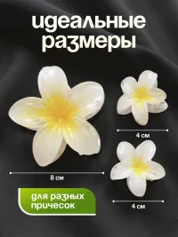 Крабик для волос набор цветок гавайский 3 шт.