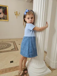 Платье детское с коротким рукавом в садик