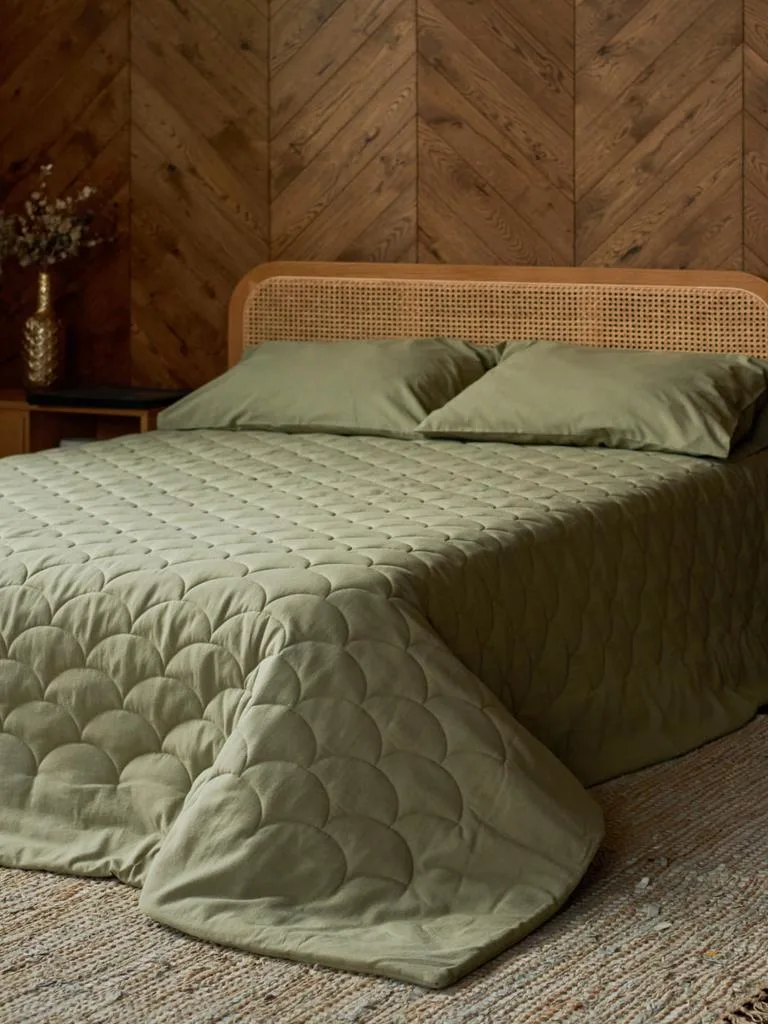 LINEN OLIVE/Линен Олив, покрывало льняное, цвет оливковый