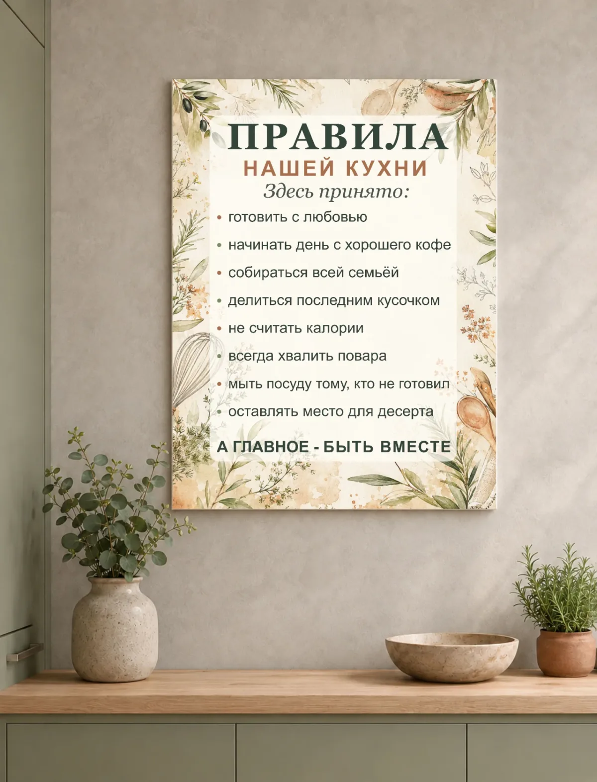 Интерьерная картина на холсте «Правила кухни»