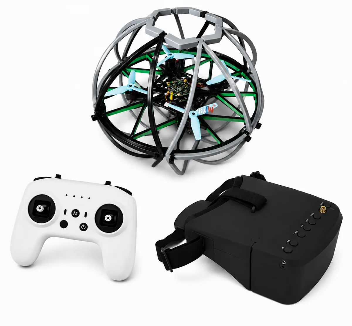 Футбольный дрон «Rufly («Руфлай») M1 Сфера» в комплекте с пультом управления и FPV-шлемом
