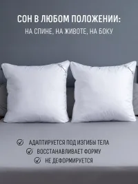 Подушка 70х70 2 шт на молнии лебяжий пух хлопок