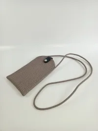 Сумка для телефона маленькая из хлопкового шнура, цвет какао, ручная работа