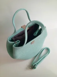 Сумка женская из хлопкового шнура, цвет мятный, ручная работа