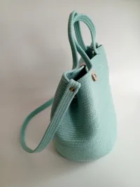 Сумка женская из хлопкового шнура, цвет мятный, ручная работа