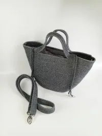 Сумка женская серая хлопковая, ручная работа