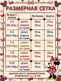 Детский костюм двойка футболка и шорты Минни Маус