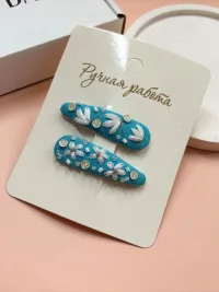 Заколки с вышивкой ручной работы