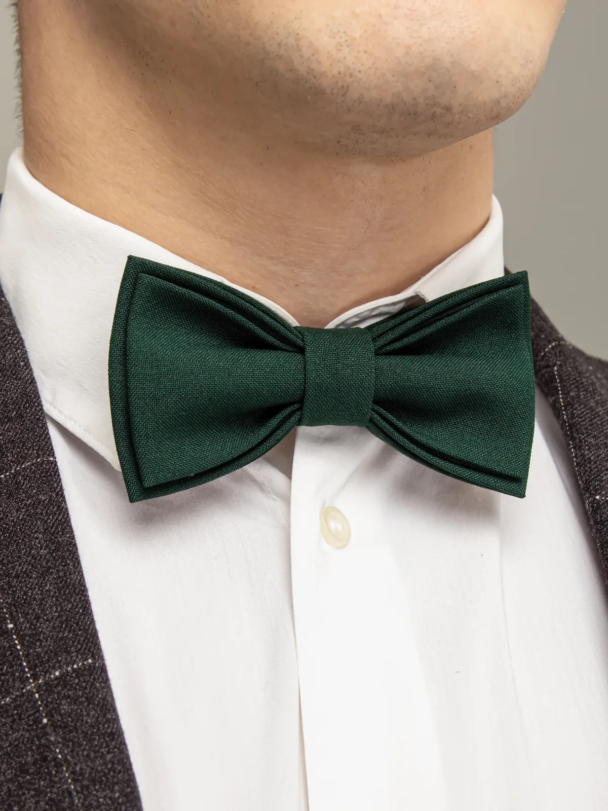 Галстук-бабочка однотонный классический зеленый