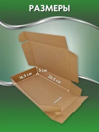 Коробка 26.5х16.5х5 см картонная самосборная 100 штук