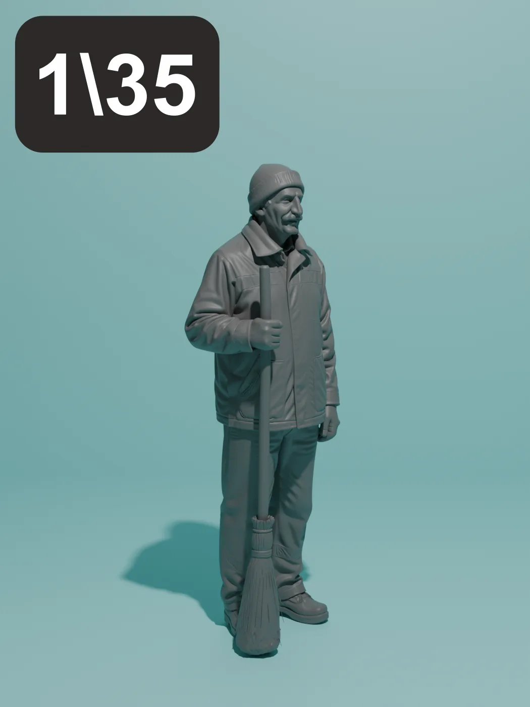 Дворник №1. Фигурка в масштабе 1:35