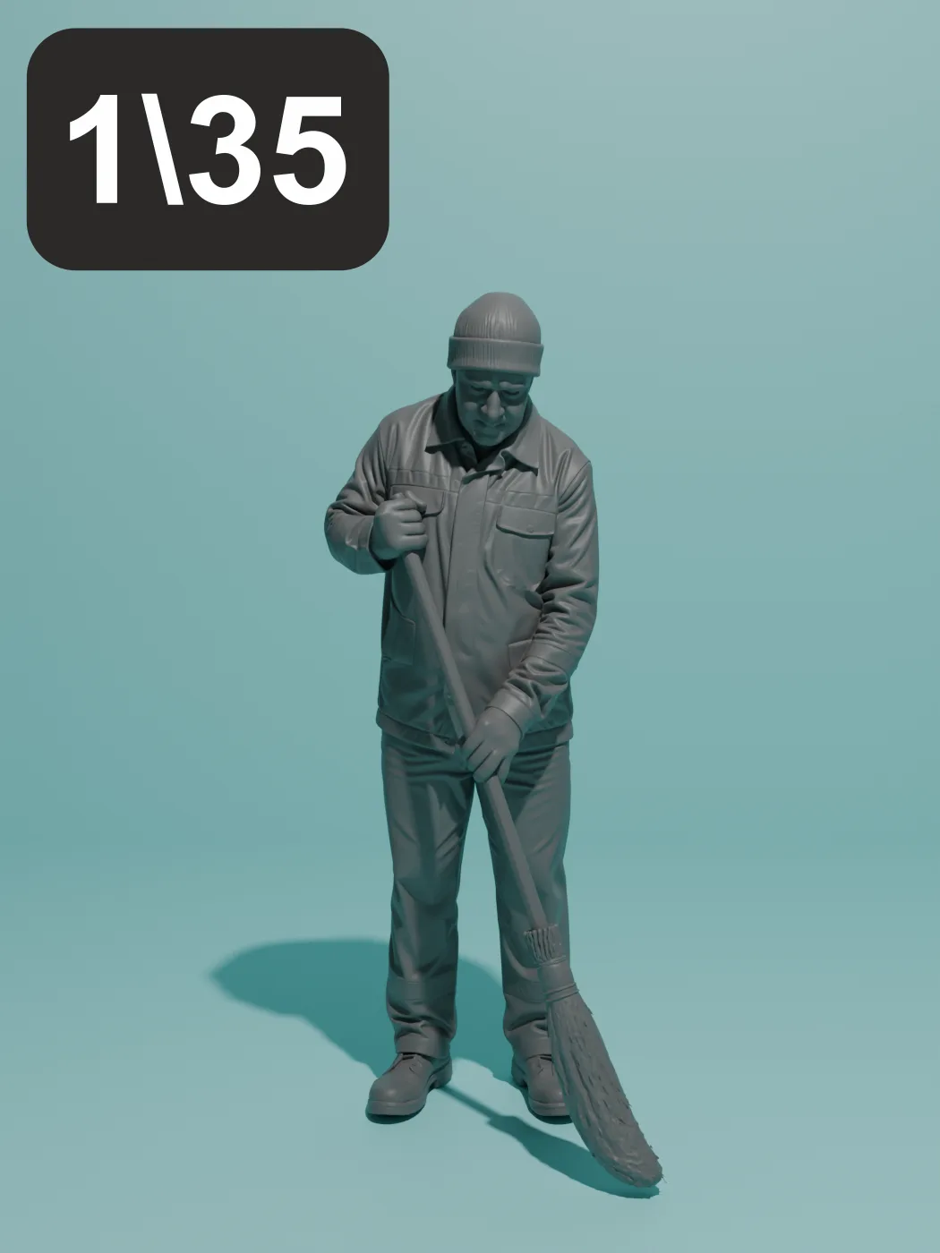 Дворник №2. Фигурка в масштабе 1:35