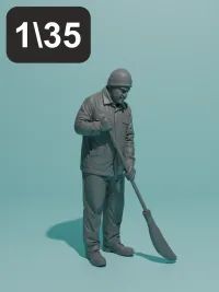 Дворник №2. Фигурка в масштабе 1:35