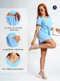 Костюм с шортами домашний летний (Пур/голубой)