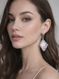 Серьги из розового витражного стекла