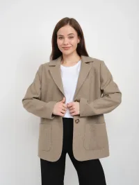 Жакет классический женский бежевая елочка