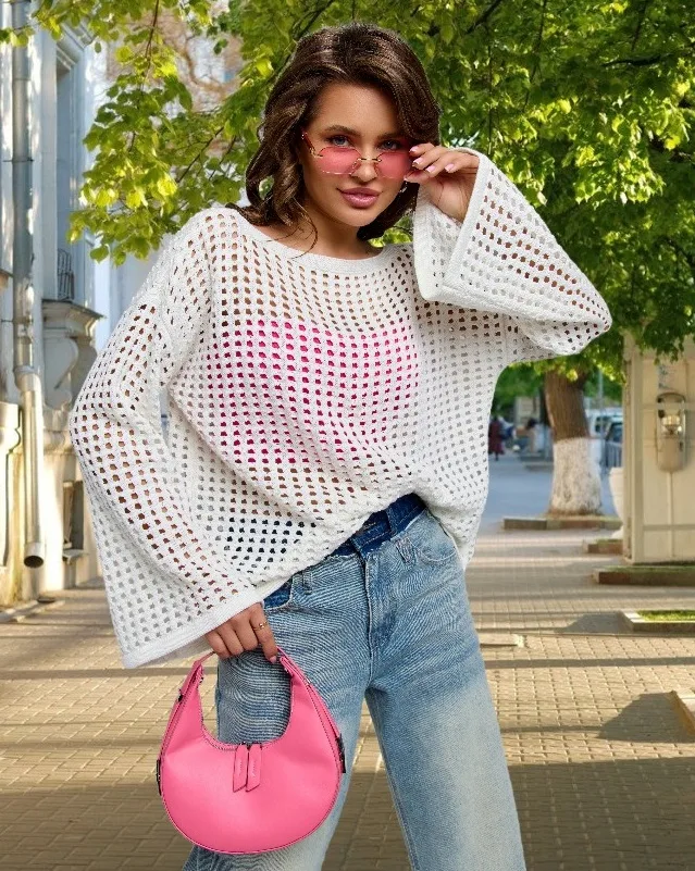 Кофта вязаная сетка